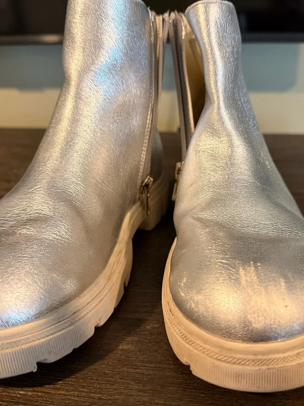 J. Crew Girls Silver Metallic Chelsea Boots
